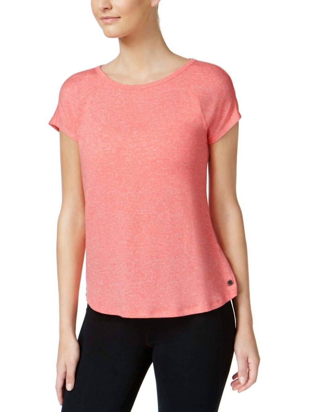 NEW CALVIN KLEIN marled keyhole back top in lave red